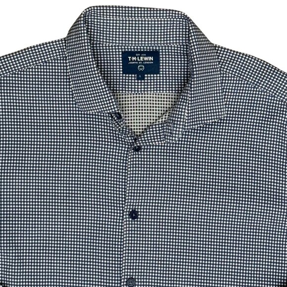 TM Lewin Mens Button Down Long Sleeve Blue & White Shirt - Size Large - Picture 2 of 7